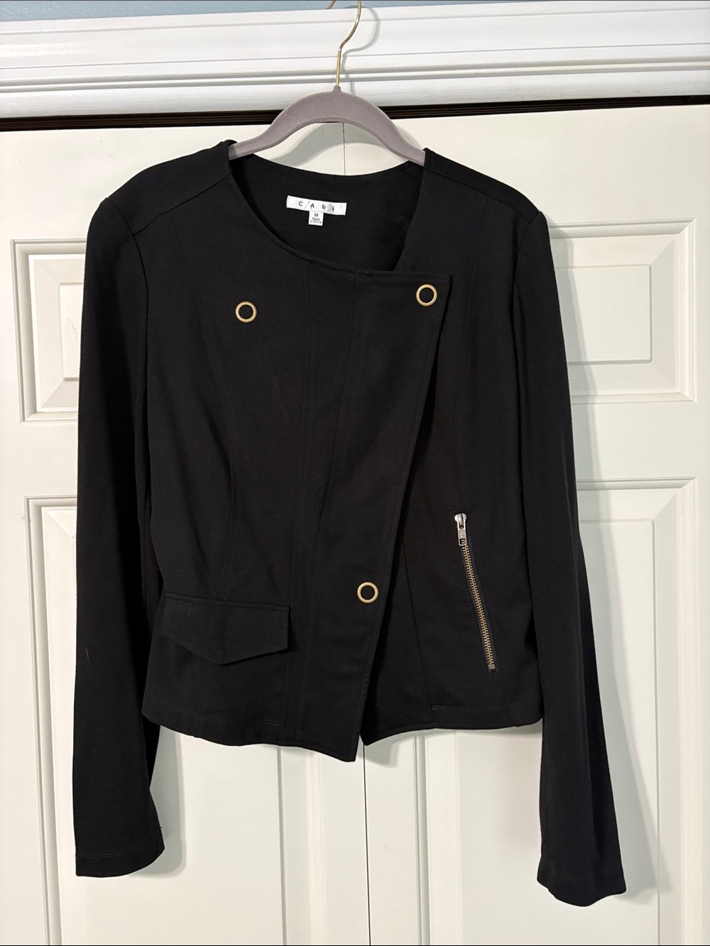 CAbi Black Blazer with Gold Eyelet Accents
